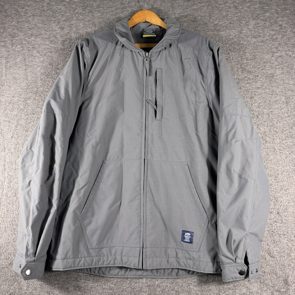 Aftco Boiler Work Jacket Insulated Quilt Lined Fishing Gray Mens SZ L Gorpcore